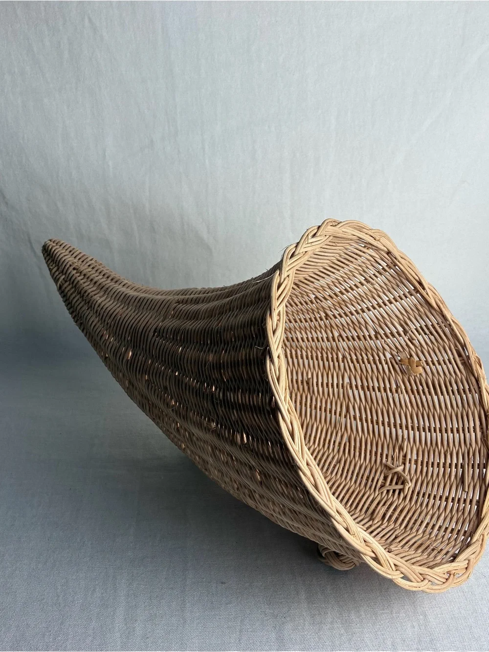 Vintage Wicker Cornucopia Basket Fall Thanksgiving Centerpiece
